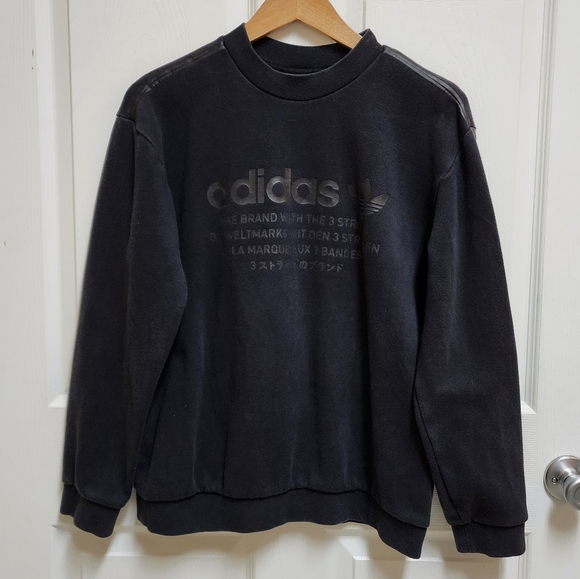 adidas Other - Adidas Sweatshirt Mens M Black Trefoil Logo NMD Sign Off Crew Long Sleeve